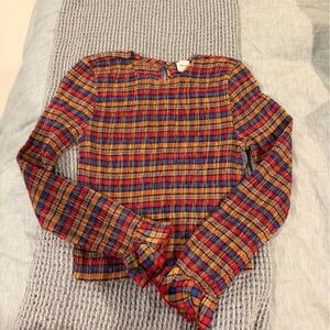 Maeve Multicolor Plaid Textured Top